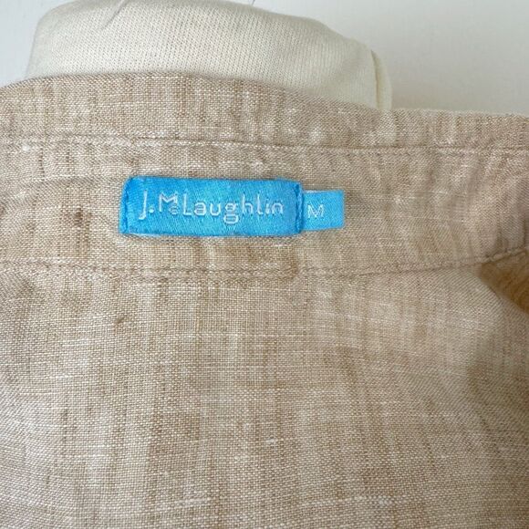 J. McLaughlin | Beige Linen Button Detail Tunic Blouse | Medium - Picture 9 of 12
